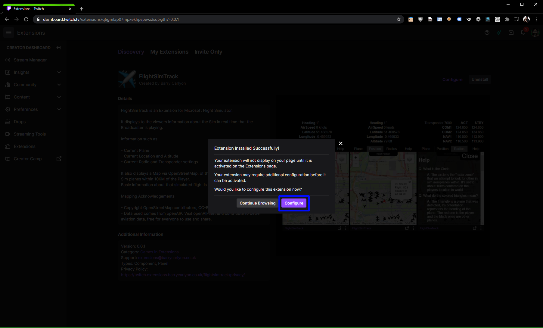 Configure on Twitch